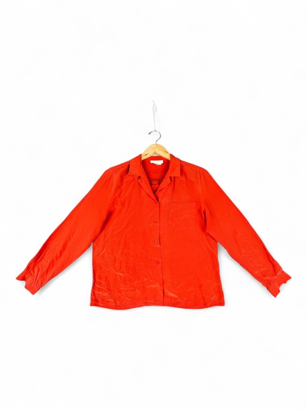 Silk Studio Red Button-Down Blouse Size L